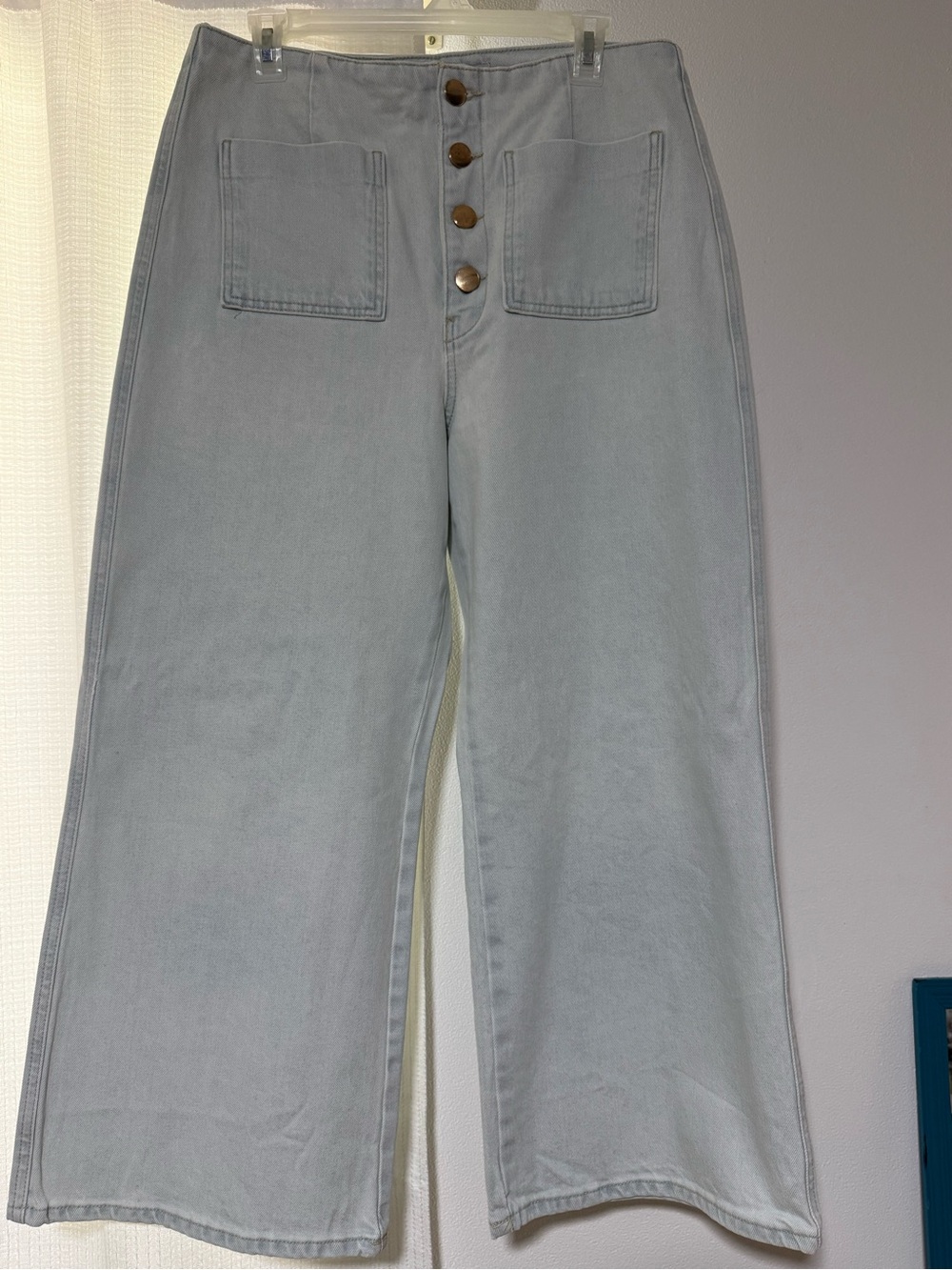 Zara Light Blue Wide-Leg Button-Fly Jeans